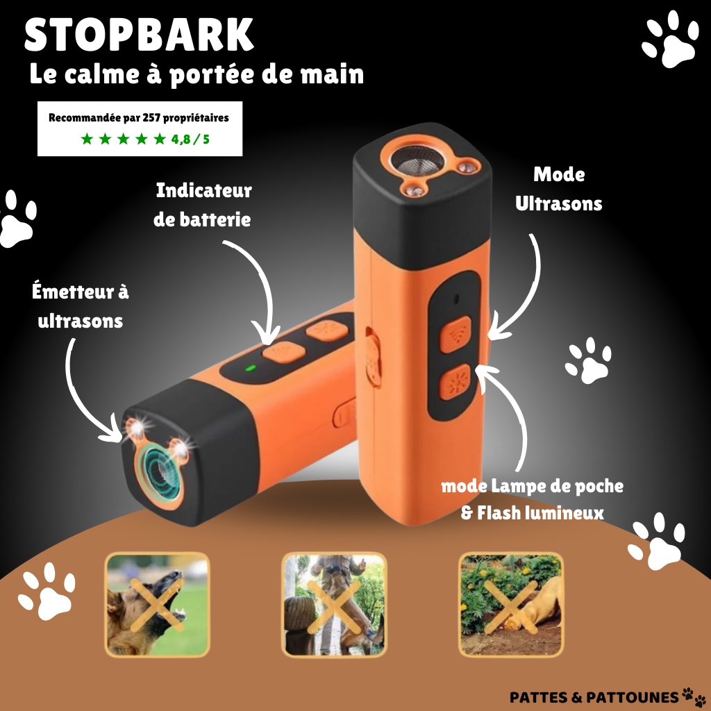 STOPBARK - Télécommande Ultrason Anti-Aboiements